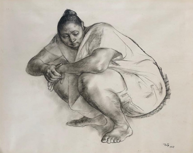 FRANCISCO ZUÑIGA. Mujer en cuclillas. - Pinturas De Varios Artistas