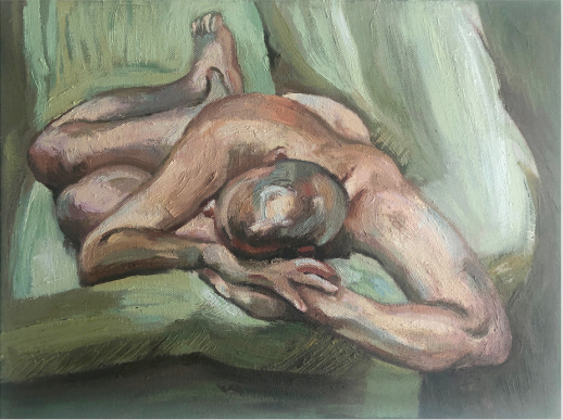 Leigh on a green sofa - Felipe Ugalde